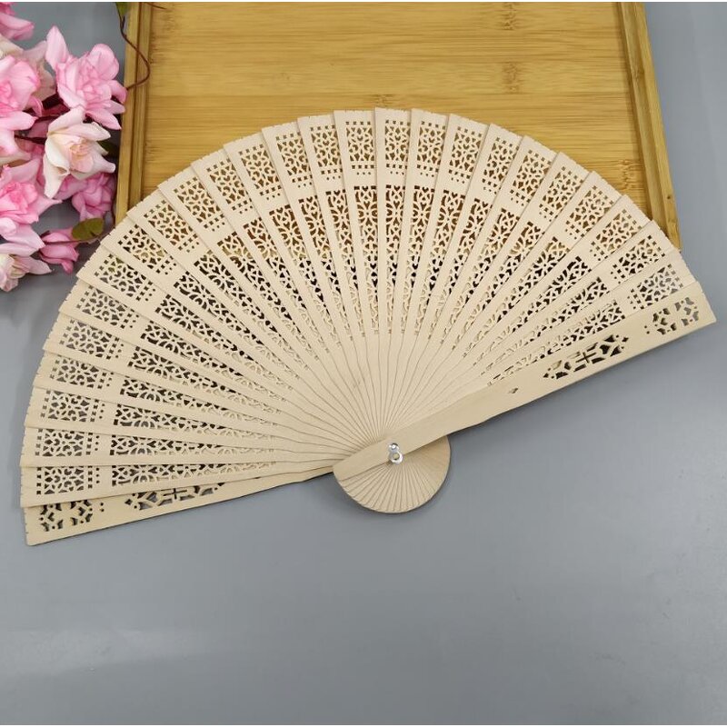 Carved Wood Folding Fan Supplier - Fashion Wedding Fragrant Party Gift