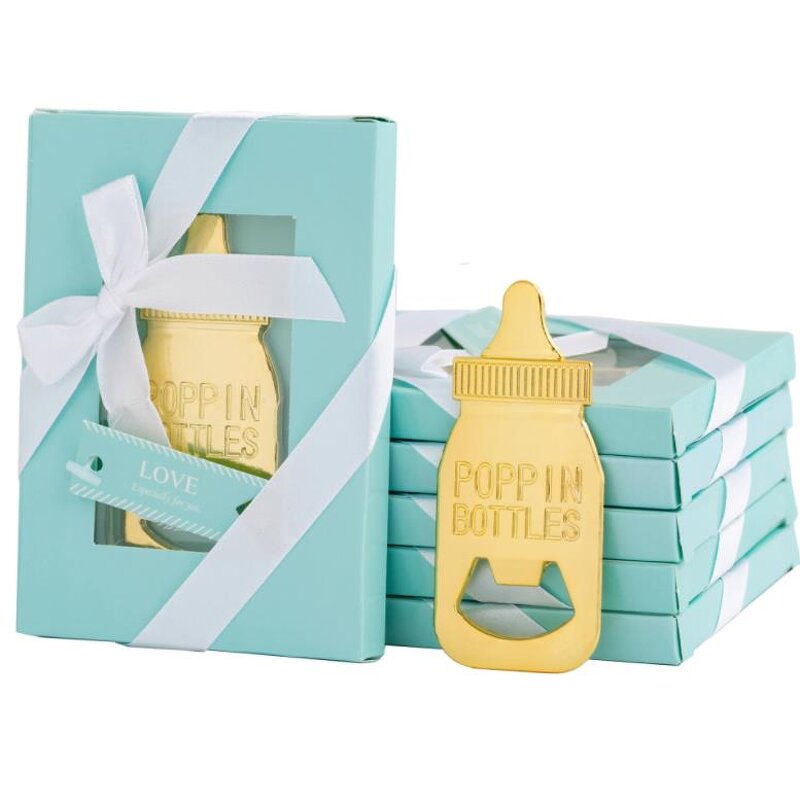 Golden Nursing Bottle Opener Factory - Gold Feeding Bottle for Baby Shower