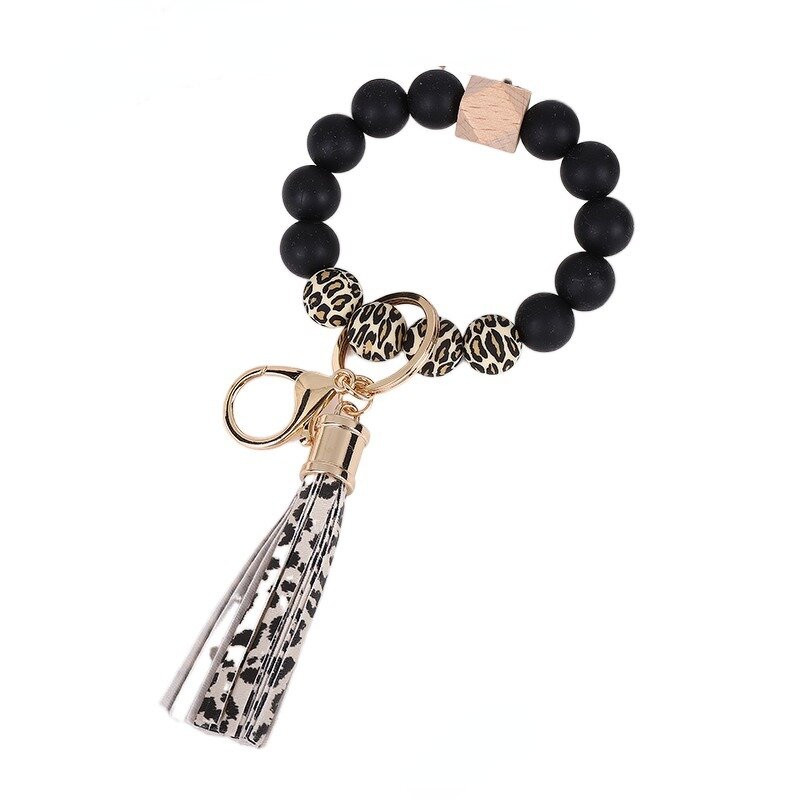 Leopard Print Keychain Supplier - Bulk Leather & Silicone Bead Wristlet