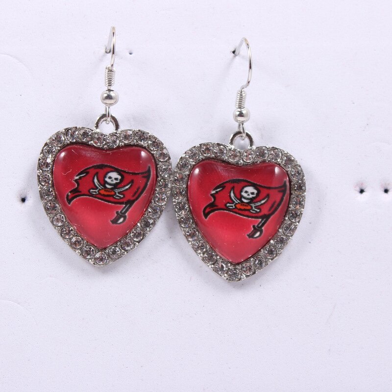 NFL Earrings Factory - Wholesale Rhinestone Heart Team Logo