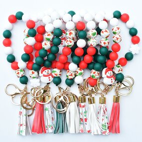 Christmas Tree Keychain Manufacturer - Bulk Silicone Bead Bracelet Gift
