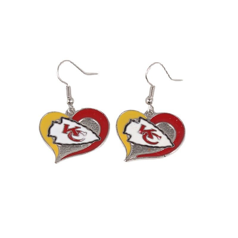 NFL Earrings Manufacturer - Wholesale Peach Heart Enamel Team Charms
