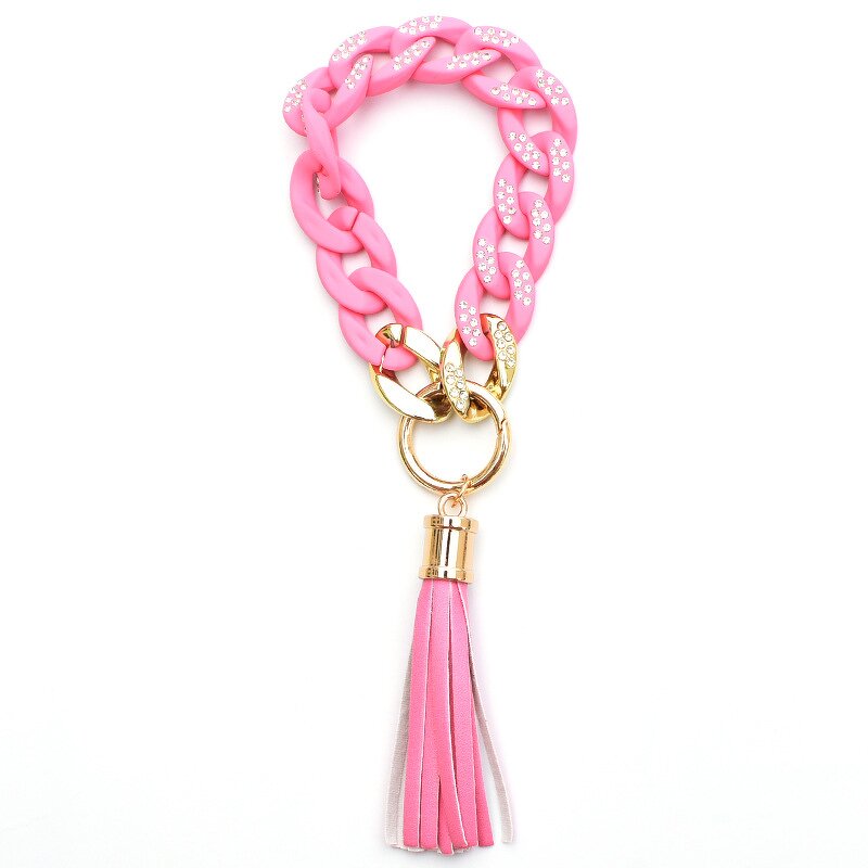Acrylic Chain Keychain Factory - Custom Rhinestone Tassel Bracelet