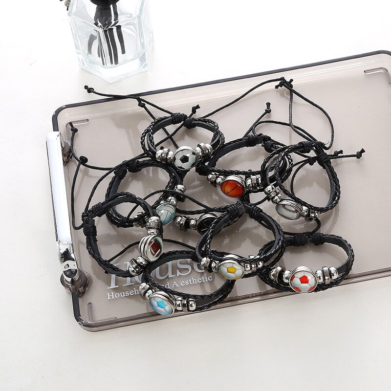 Sports Bracelet Supplier - Wholesale Custom Logo Woven Leather Bangle