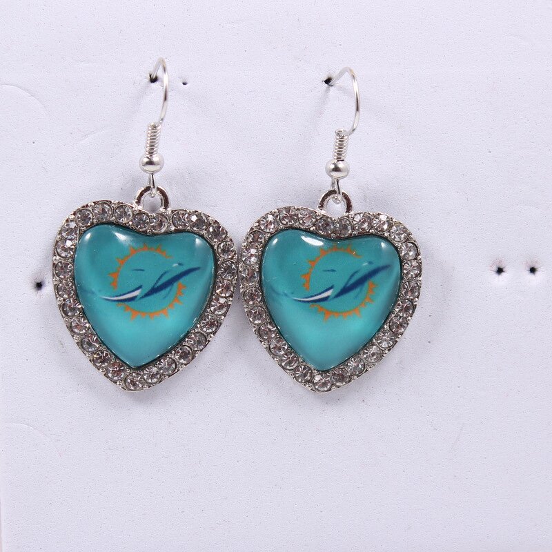 NFL Earrings Factory - Wholesale Rhinestone Heart Team Logo