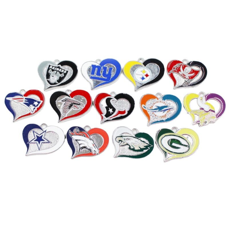 NFL Keychain Charms Factory - Wholesale Heart Shape Team Logo Jewelry
