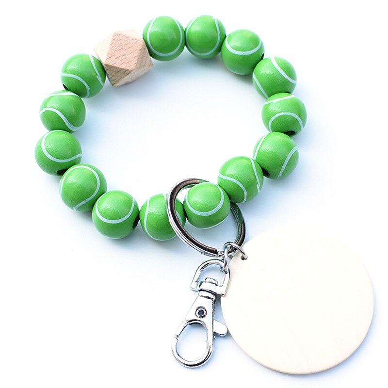 Wooden Bead Bracelet Keychain Supplier - Custom Monogram Sports Wristlet