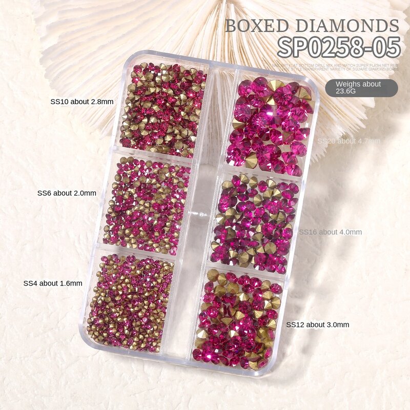 Rhinestone Nail Charms Factory - Bulk 6 Grid Boxed Nail Decoration
