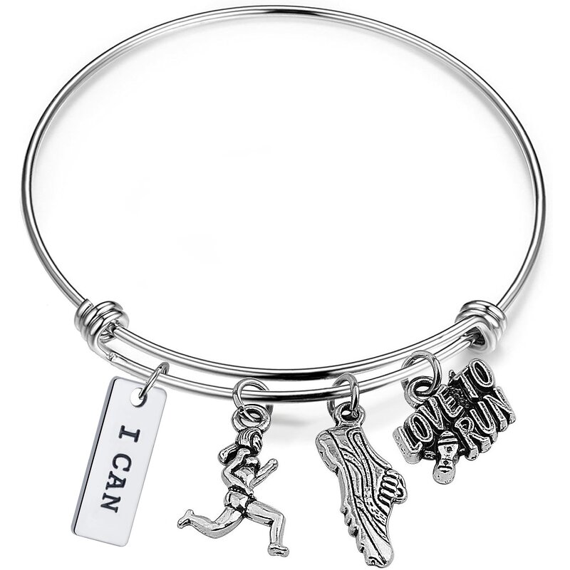 Stainless Steel Sports Bracelet Supplier - Bulk Adjustable Love to Run Bangle