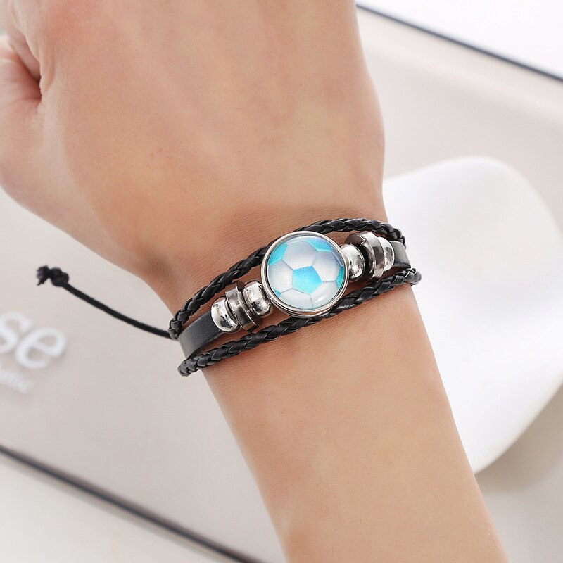 Sports Bracelet Supplier - Wholesale Custom Logo Woven Leather Bangle