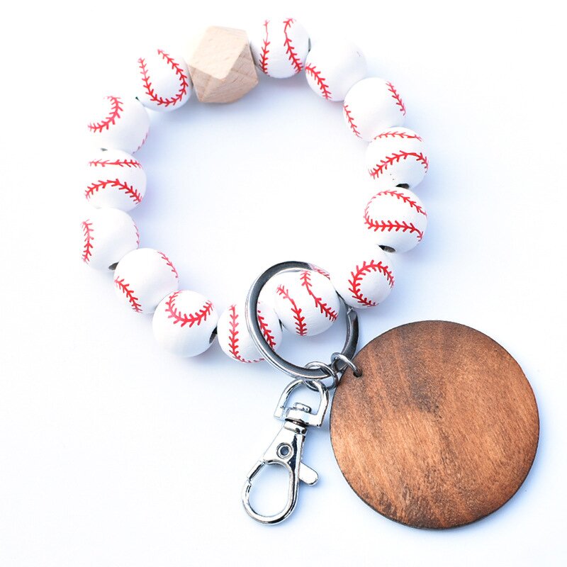 Wooden Bead Bracelet Keychain Supplier - Custom Monogram Sports Wristlet