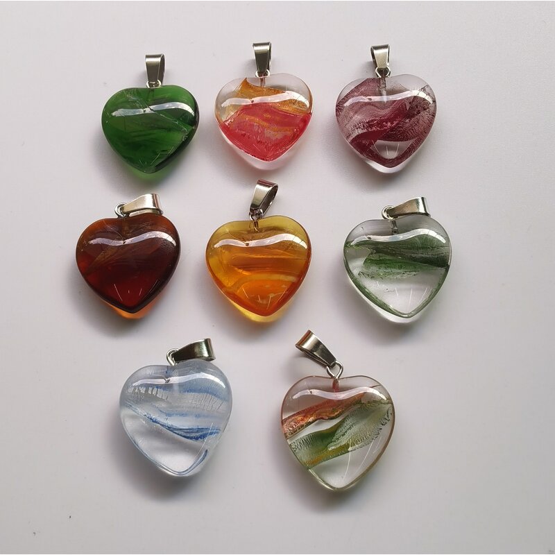 Heart Pendant Necklace Supplier - Wholesale Colored Glaze Crystal Charms