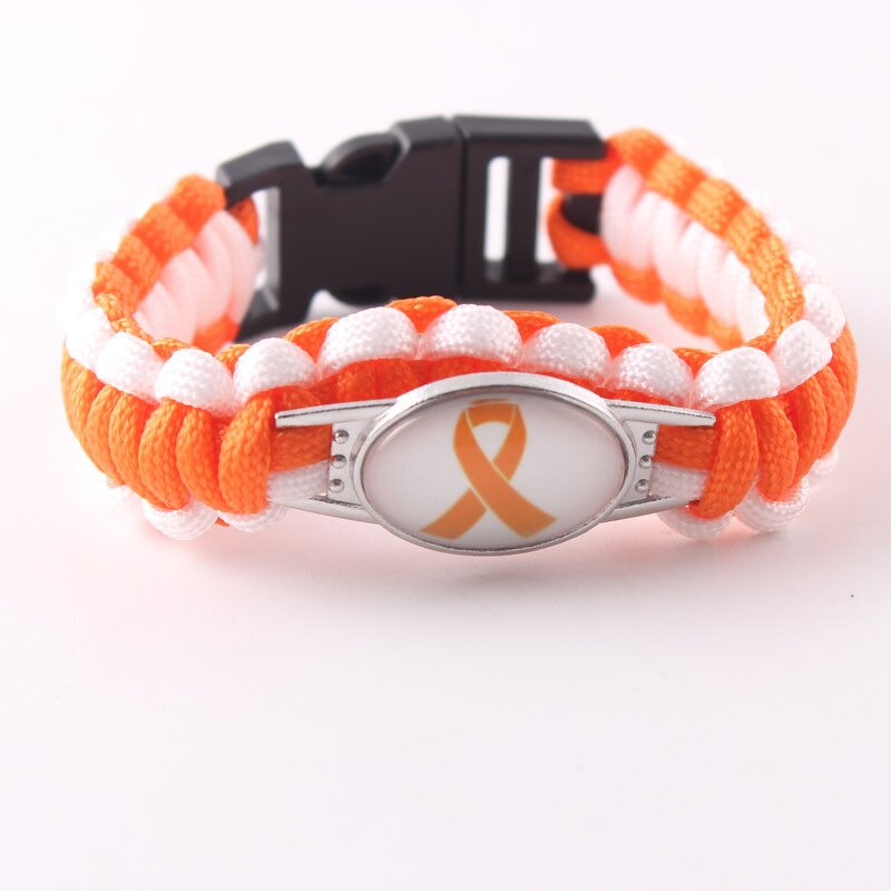 Paracord Bracelet Manufacturer - Custom Pink Orange Ribbon Breast Cancer