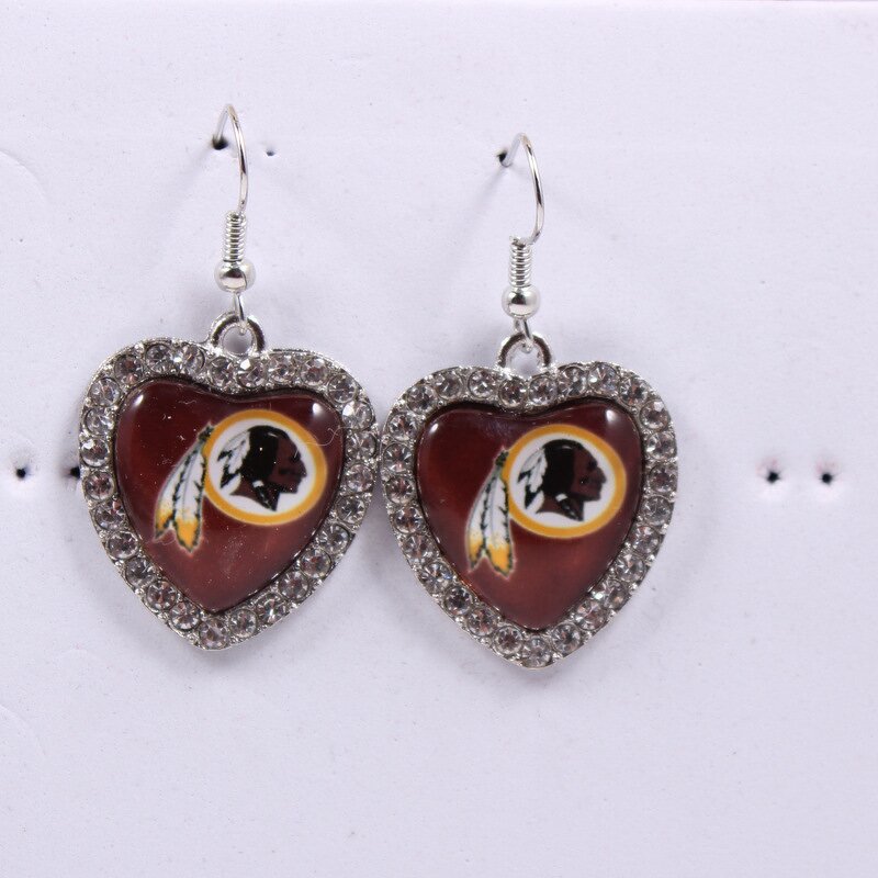 NFL Earrings Factory - Wholesale Rhinestone Heart Team Logo