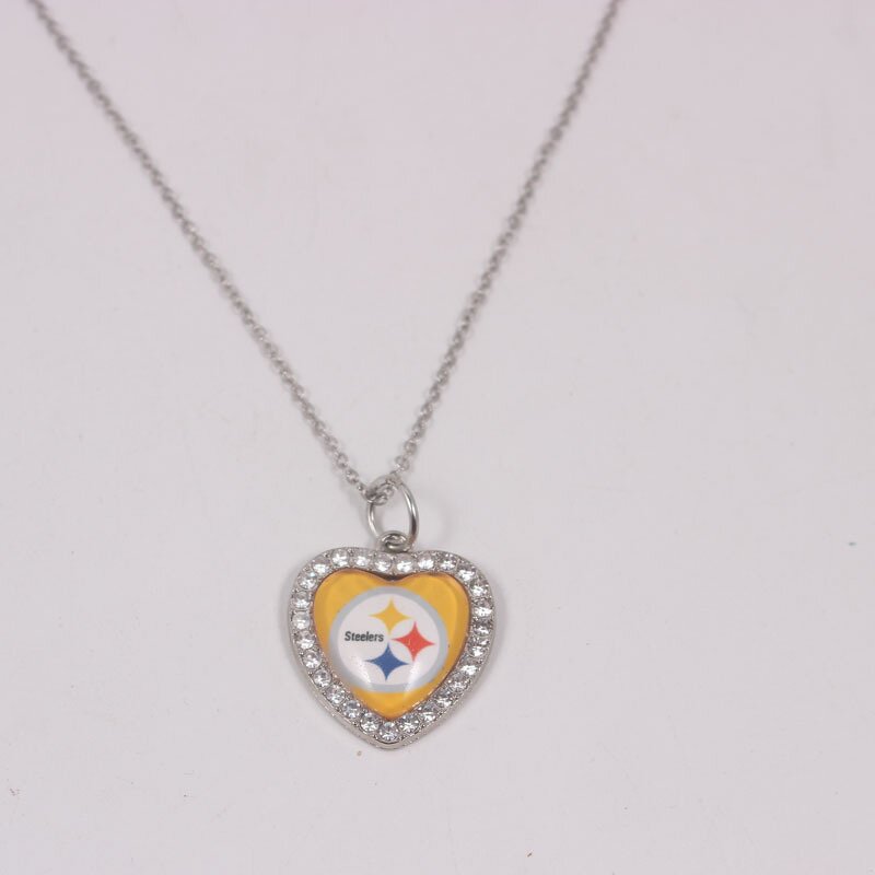 NFL Necklace Supplier - Wholesale Rhinestone Love Heart Team Charms