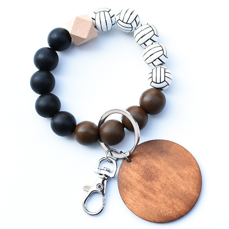 Wooden Bead Bracelet Keychain Supplier - Custom Monogram Sports Wristlet