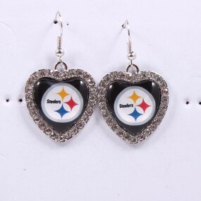 NFL Earrings Factory - Wholesale Rhinestone Heart Team Logo