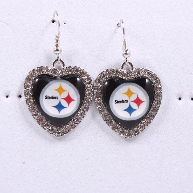 NFL Earrings Factory - Wholesale Rhinestone Heart Team Logo
