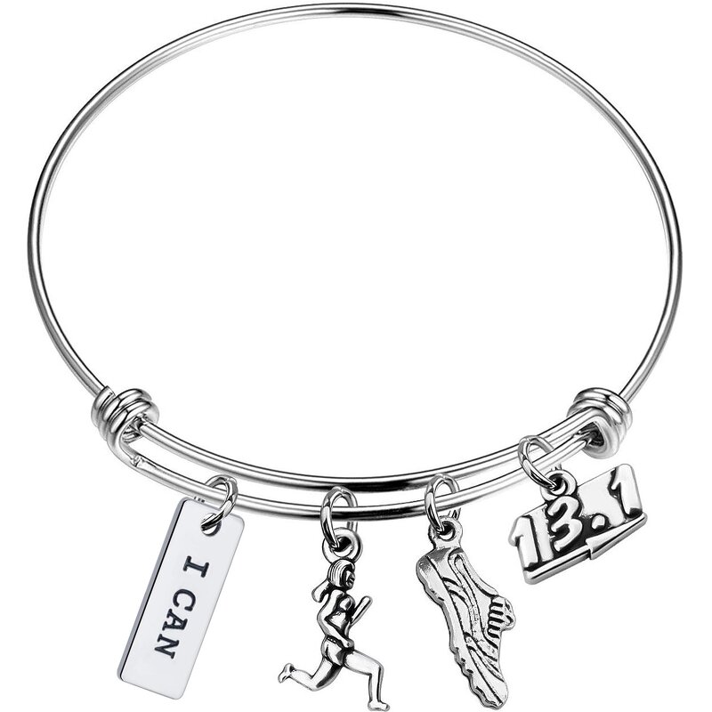 Stainless Steel Sports Bracelet Supplier - Bulk Adjustable Love to Run Bangle