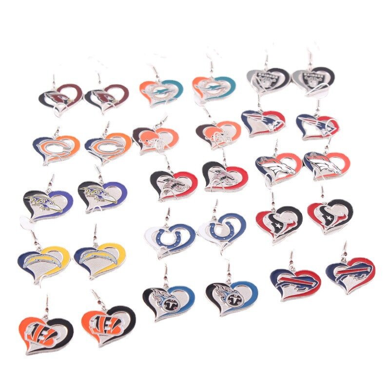 NFL Earrings Manufacturer - Wholesale Peach Heart Enamel Team Charms