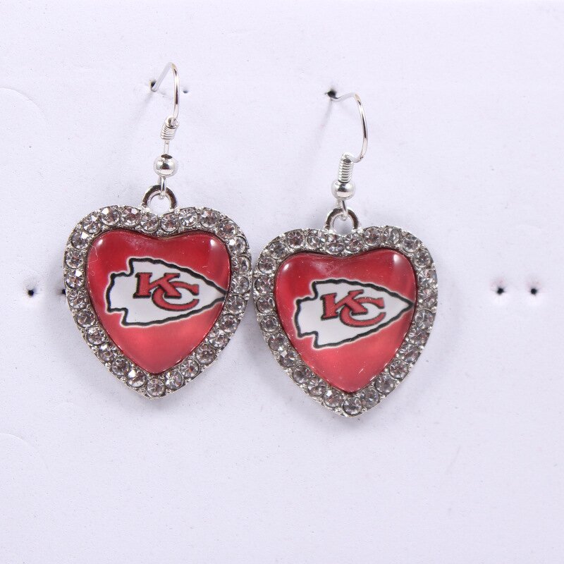 NFL Earrings Factory - Wholesale Rhinestone Heart Team Logo