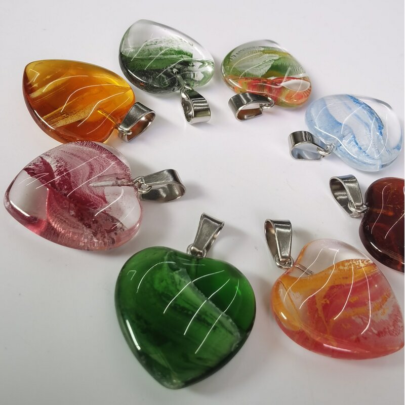 Heart Pendant Necklace Supplier - Wholesale Colored Glaze Crystal Charms