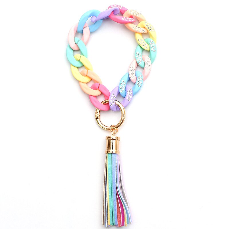 Acrylic Chain Keychain Factory - Custom Rhinestone Tassel Bracelet