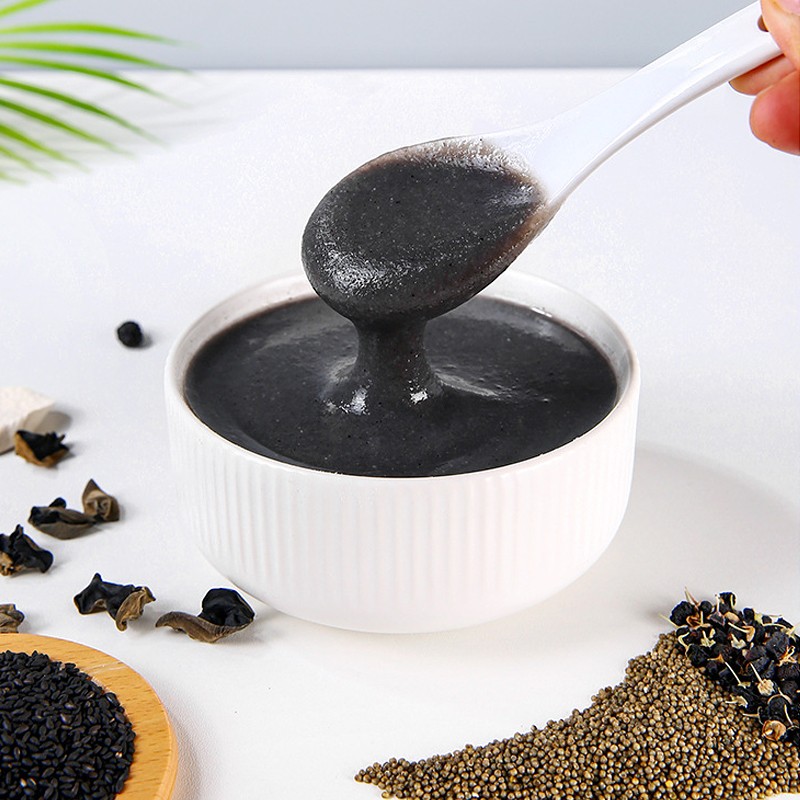 100% Natural Black Eight Treasures Powder Cereal Black Sesame Walnut Powder Blended Meal Replacement Powder Black Sesame Paste