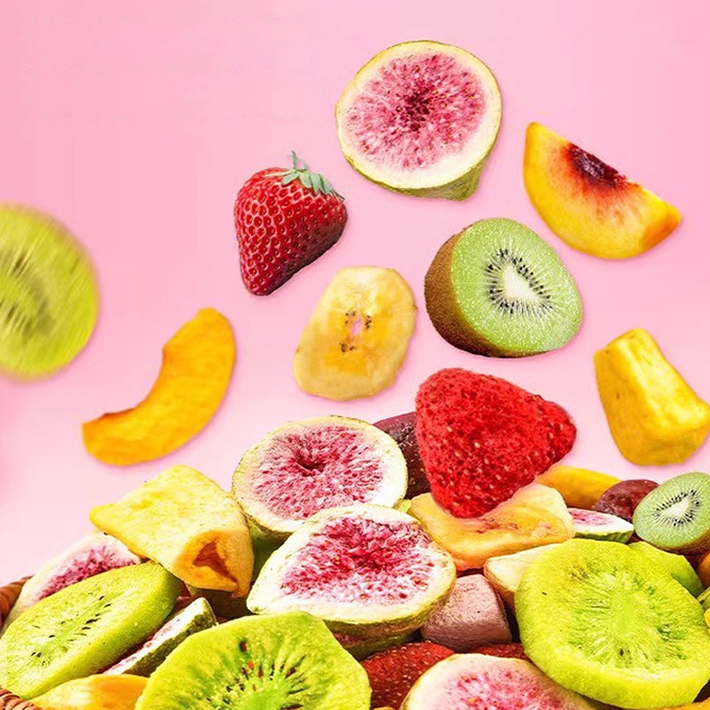 Freeze-Dried Fruit Medley Mix 10+ Fresh Fruits in One Freeze-Drying Non-GMO Blueberry Peach Banana Fig Jujube Strawberry