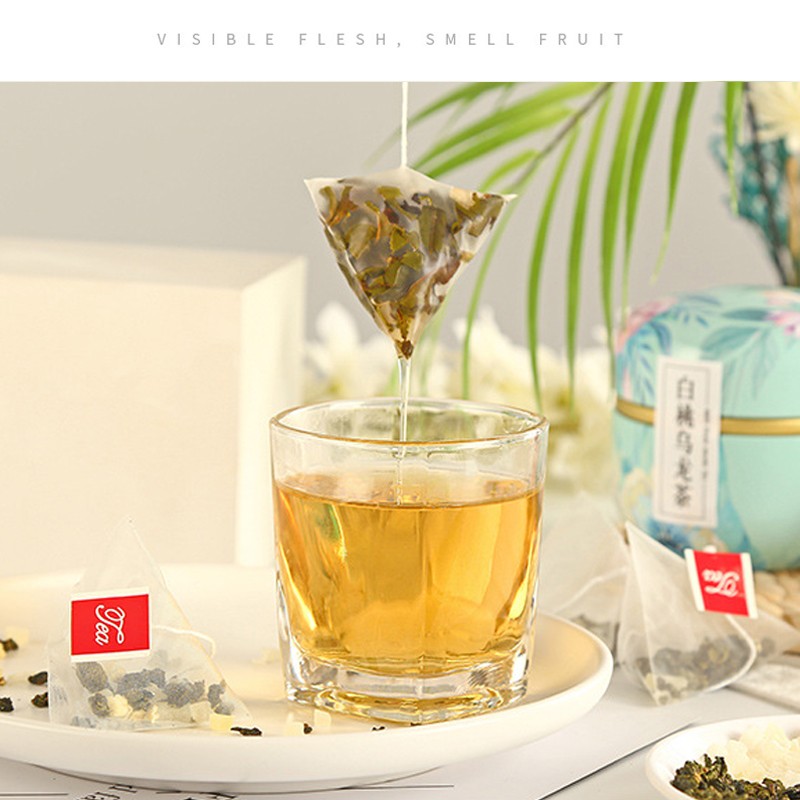 White Peach Oolong Teabags OEM Packaging Free Customized Labels Fruit Flavor Oolong Tea Mixed/blended Pyramid-shaped Tea Bags