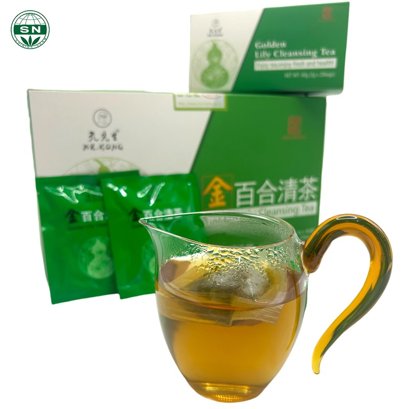 SN ISO9001 Certified 100% Natural Golden Lily Herbal Tea Effective for Lung Detox and Cleansing Bagged Tea in Box Packaging