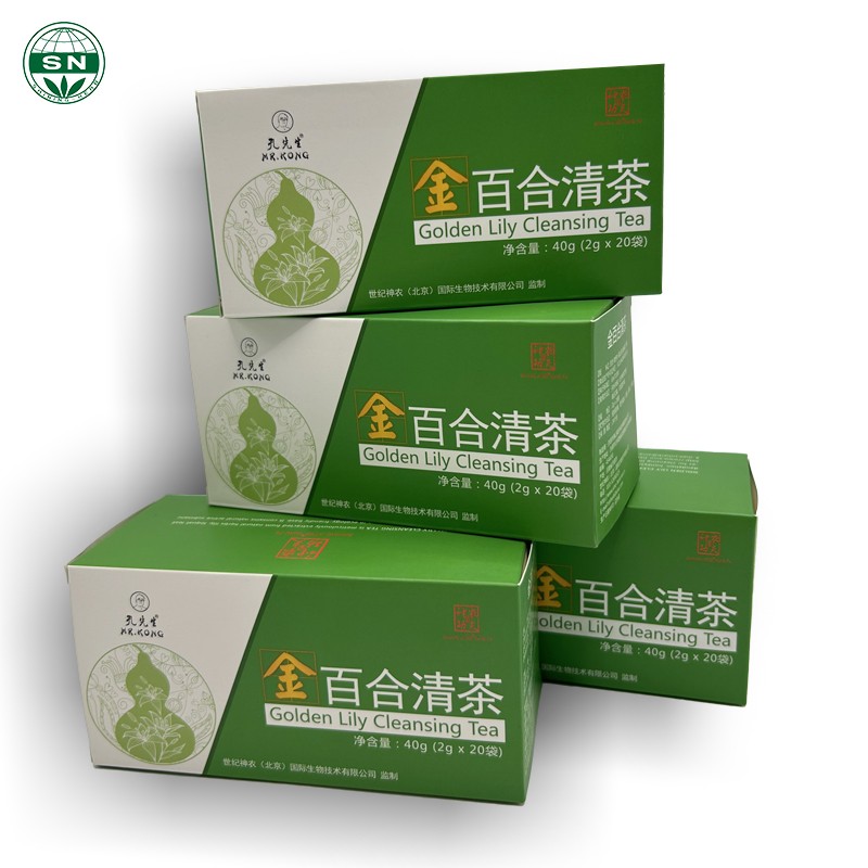 SN ISO9001 Certified 100% Natural Golden Lily Herbal Tea Effective for Lung Detox and Cleansing Bagged Tea in Box Packaging