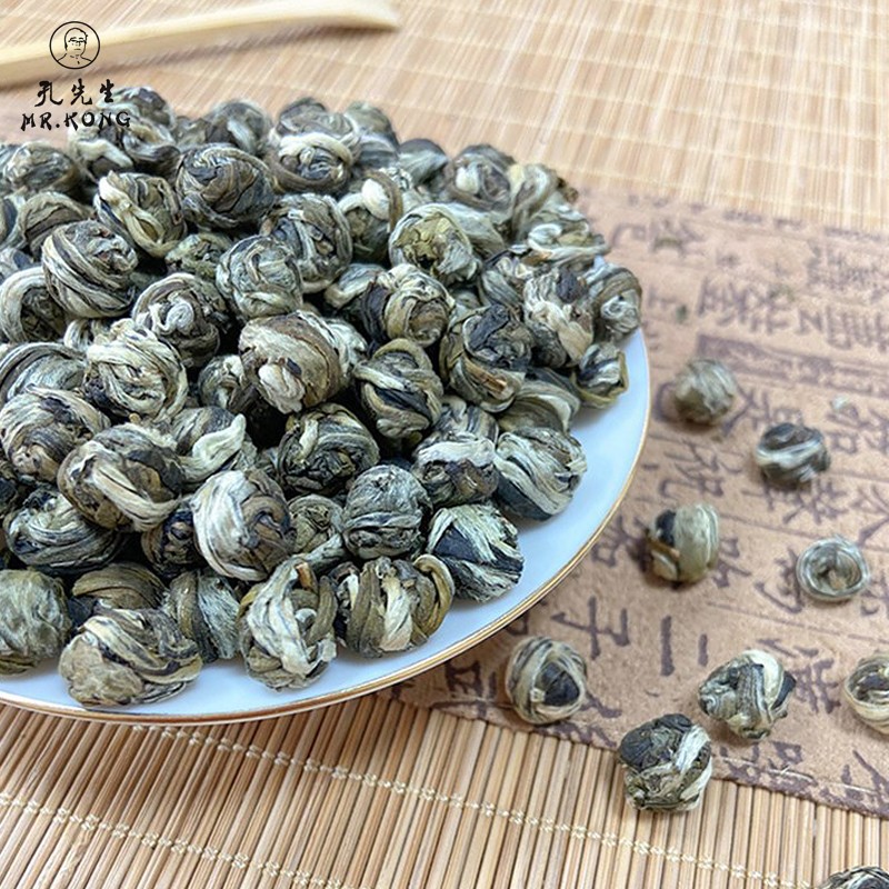 Organic Pure Jasmine Pearl Tea Hot Selling Natural Scented Flavor Spring Green Tea  Chinese Jasmine Pearl Dragon Tea Moli Huacha