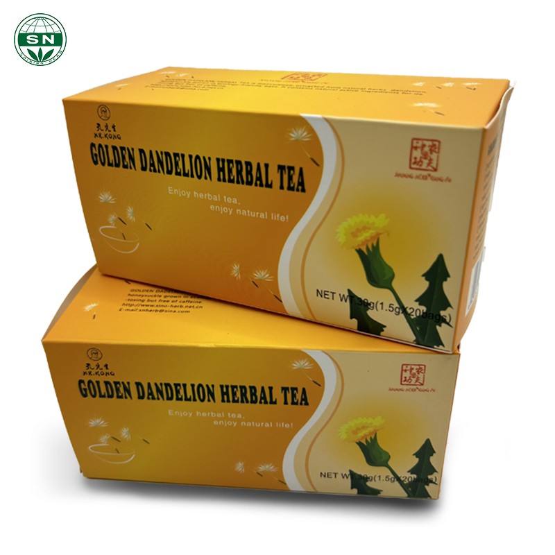 SN ISO9001 Certified Organic Golden Dandelion Root Herbal Detox Tea Natural Dandelion Teabag in Boxed Bagged Tea