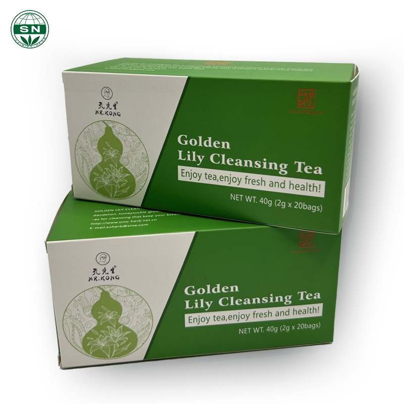 SN ISO9001 Certified 100% Natural Golden Lily Herbal Tea Effective for Lung Detox and Cleansing Bagged Tea in Box Packaging