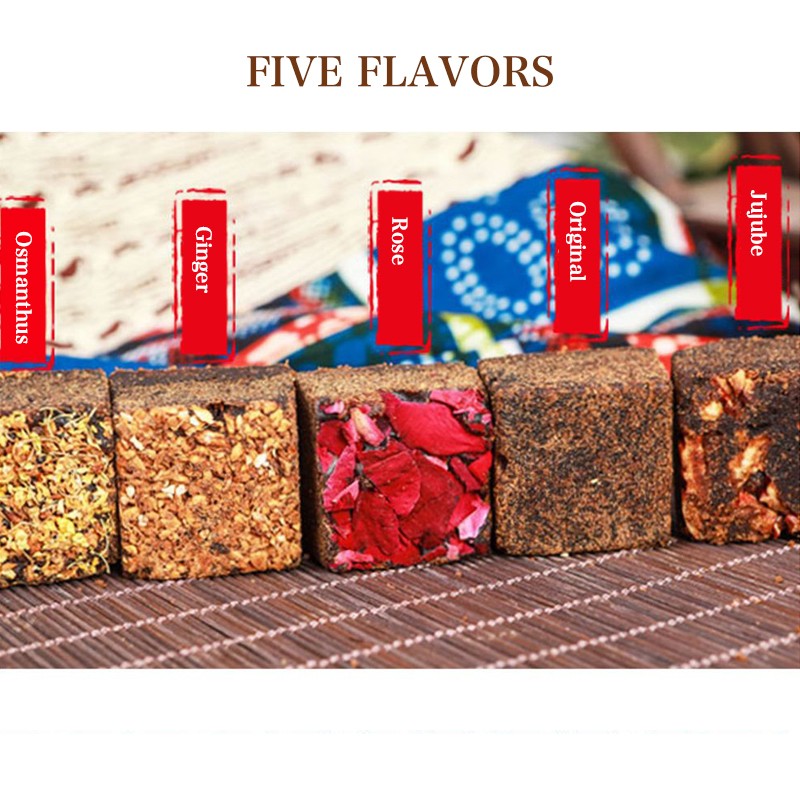 Natural Brown Sugar Blended Dried Flowers Tea Handmade Ginger Cubes Flavors Rose Flowers Healthy Herbal Tea Black Sugar Cubes