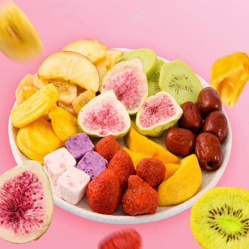 Freeze-Dried Fruit Medley Mix 10+ Fresh Fruits in One Freeze-Drying Non-GMO Blueberry Peach Banana Fig Jujube Strawberry