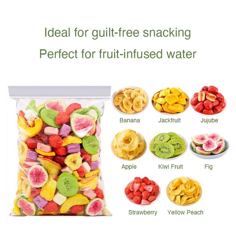 Freeze-Dried Fruit Medley Mix 10+ Fresh Fruits in One Freeze-Drying Non-GMO Blueberry Peach Banana Fig Jujube Strawberry