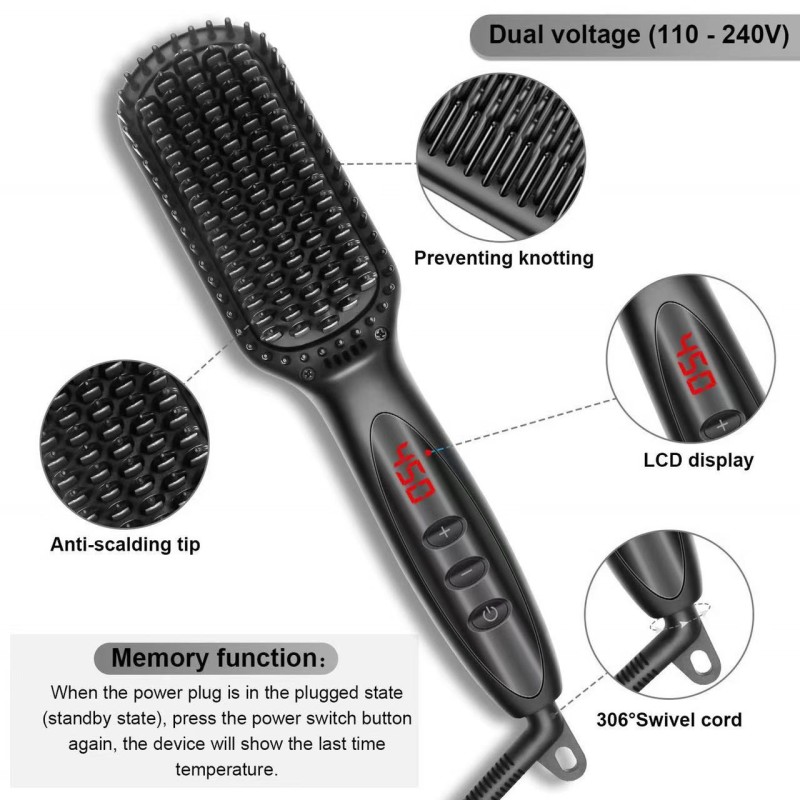 Hair Straightening Comb Manufacturer - OEM 247 Support Rotatable Temperature