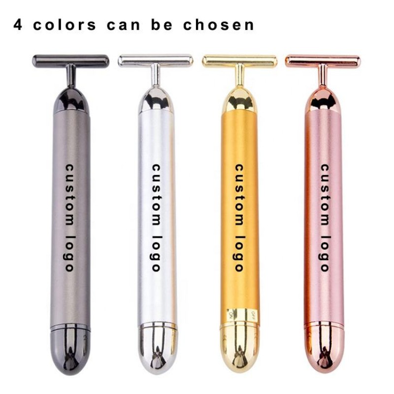 Pulse Facial Massager Supplier - Bulk Golden T-Shape Electric Sign Tools