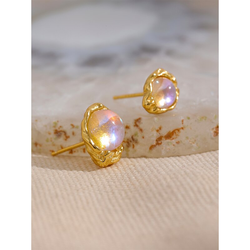 Asymmetric AB Earrings Manufacturer - JINYOU 062 Sterling Silver Moonstone