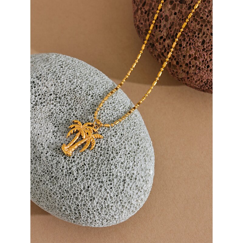 Coconut Tree Necklace Supplier - JINYOU 029 Summer 18K Gold Color PVD