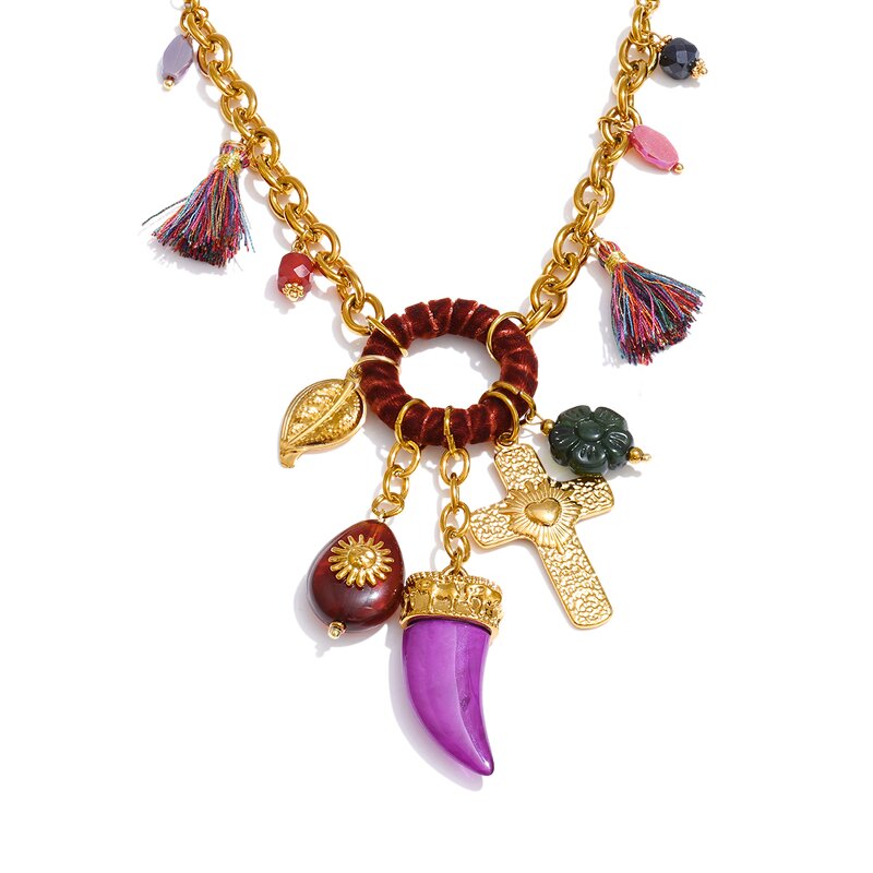 Resin Pendant Necklace Supplier - JINYOU 2776 New Arrivals Purple Ivory