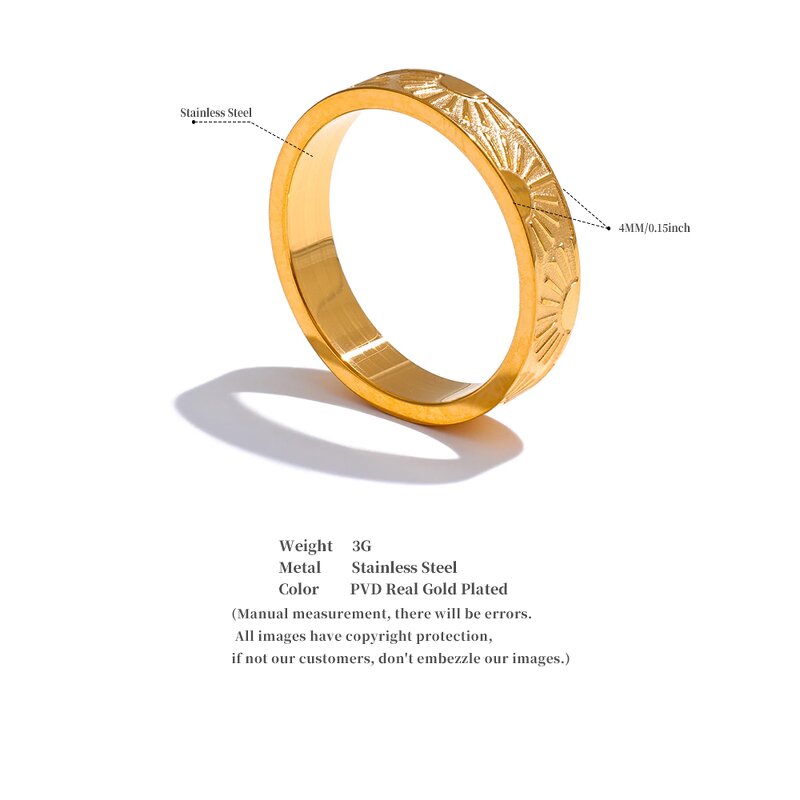 Minimalist Sun Ring Supplier - JINYOU 3925 Stainless Steel Round Finger