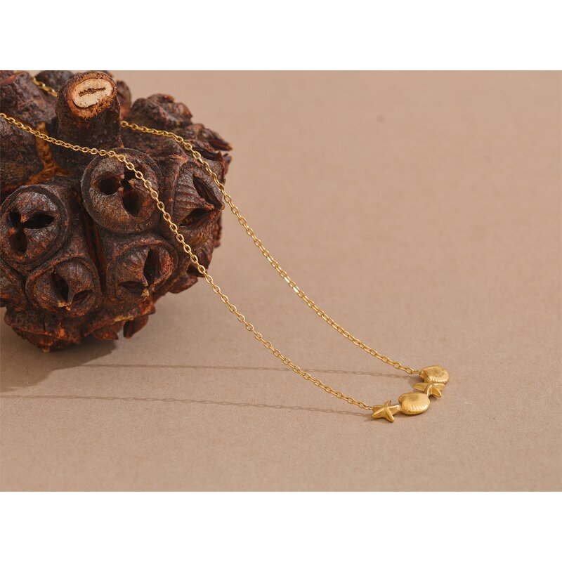 Shell Starfish Necklace Manufacturer - JINYOU 4101 Stainless Steel Golden Pendant