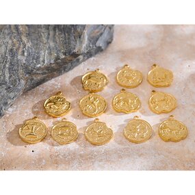 Gold Plated Charms Supplier - JINYOU 0070 Real 12 Constellation Metal Diy