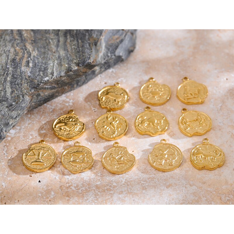 Gold Plated Charms Supplier - JINYOU 0070 Real 12 Constellation Metal Diy