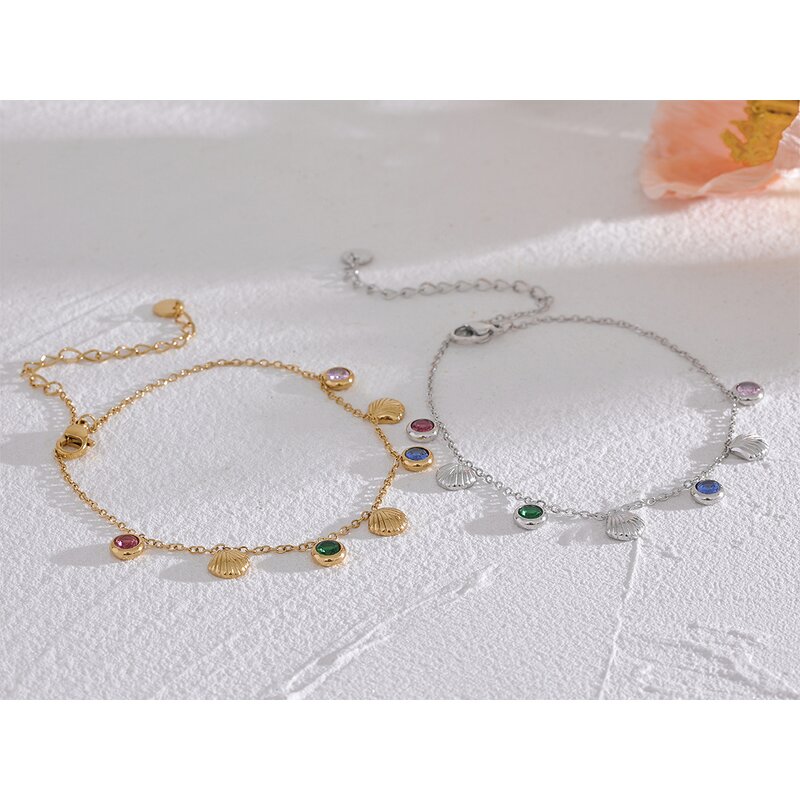 Shell Anklet Manufacturer - JINYOU 2152 Colorful Shiny Cubic Zirconia