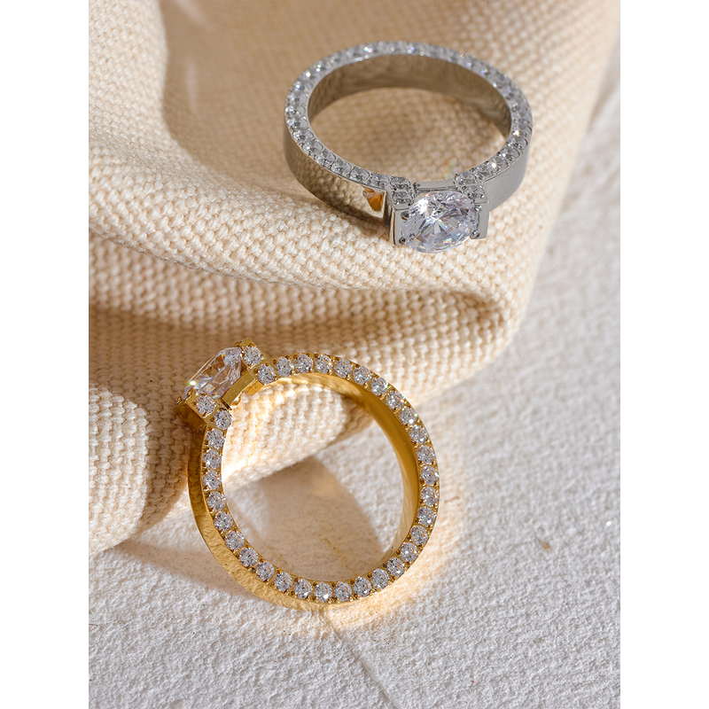 Cubic Zirconia Ring Manufacturer - JINYOU 658 Luxury Bling AAA Stainless Steel