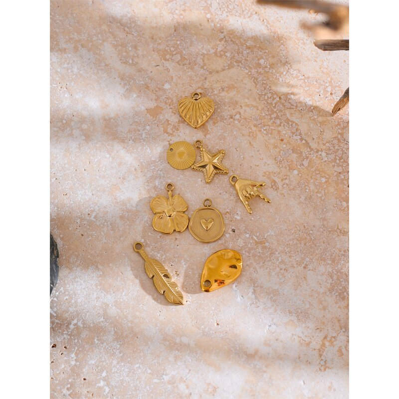 Heart Star Pendant Manufacturer - JINYOU 0017 Stainless Steel Feather DIY